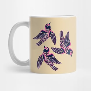 BIRDS FLYING HIGHER Cute Aspirational Hopeful Birds Nature Wildlife in Fuchsia Pink Cream Dark Blue - UnBlink Studio by Jackie Tahara Mug